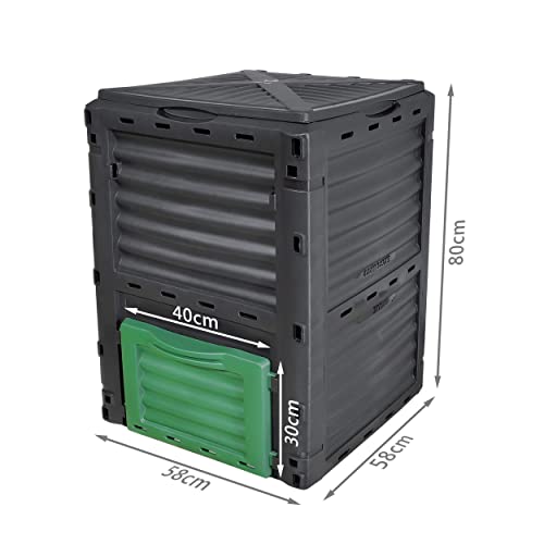 VOUNOT Compostador Jardín 300L, Compostera Organica, Negro y Verde