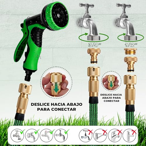 HOMEPROTEK Manguera Extensible 15m - Manguera Jardin con Pistola Riego de 9 Funciones -