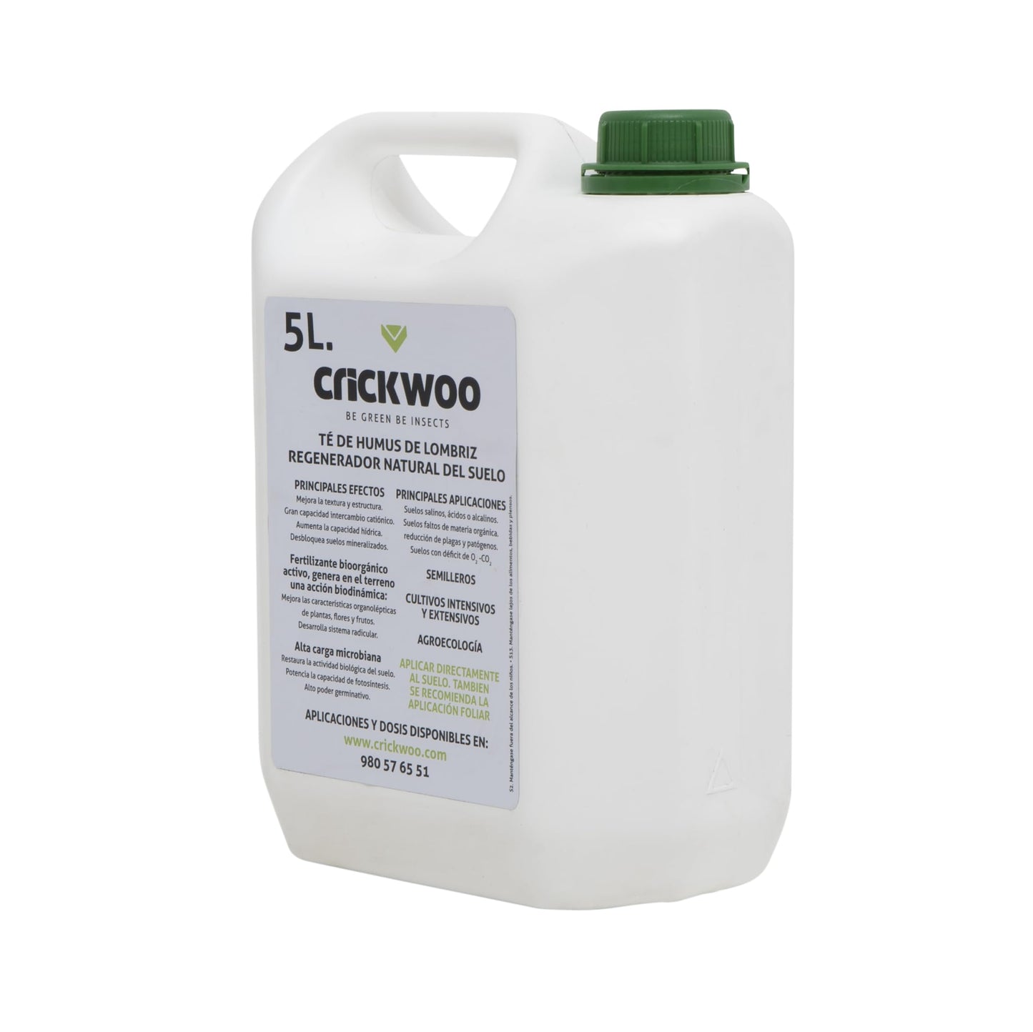 CRICKWOO - Humus de Lombriz Líquido - 5L, Fertilizante Foliar, Abono Orgánico, Acelerador de Crecimiento y Floración para Plantas, Césped y Todo Tipo de Cultivos