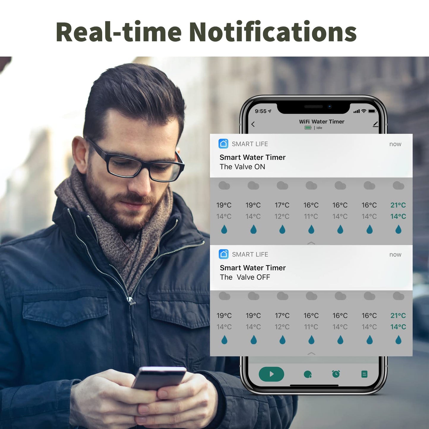 Diivoo Programador de Riego WiFi, Temporizador Riego Automático con 2 Modos de riego &20 Programas & Retraso en la Lluvia, Riego Automatico Compatible con Alexa y Smart Life App para Jardín