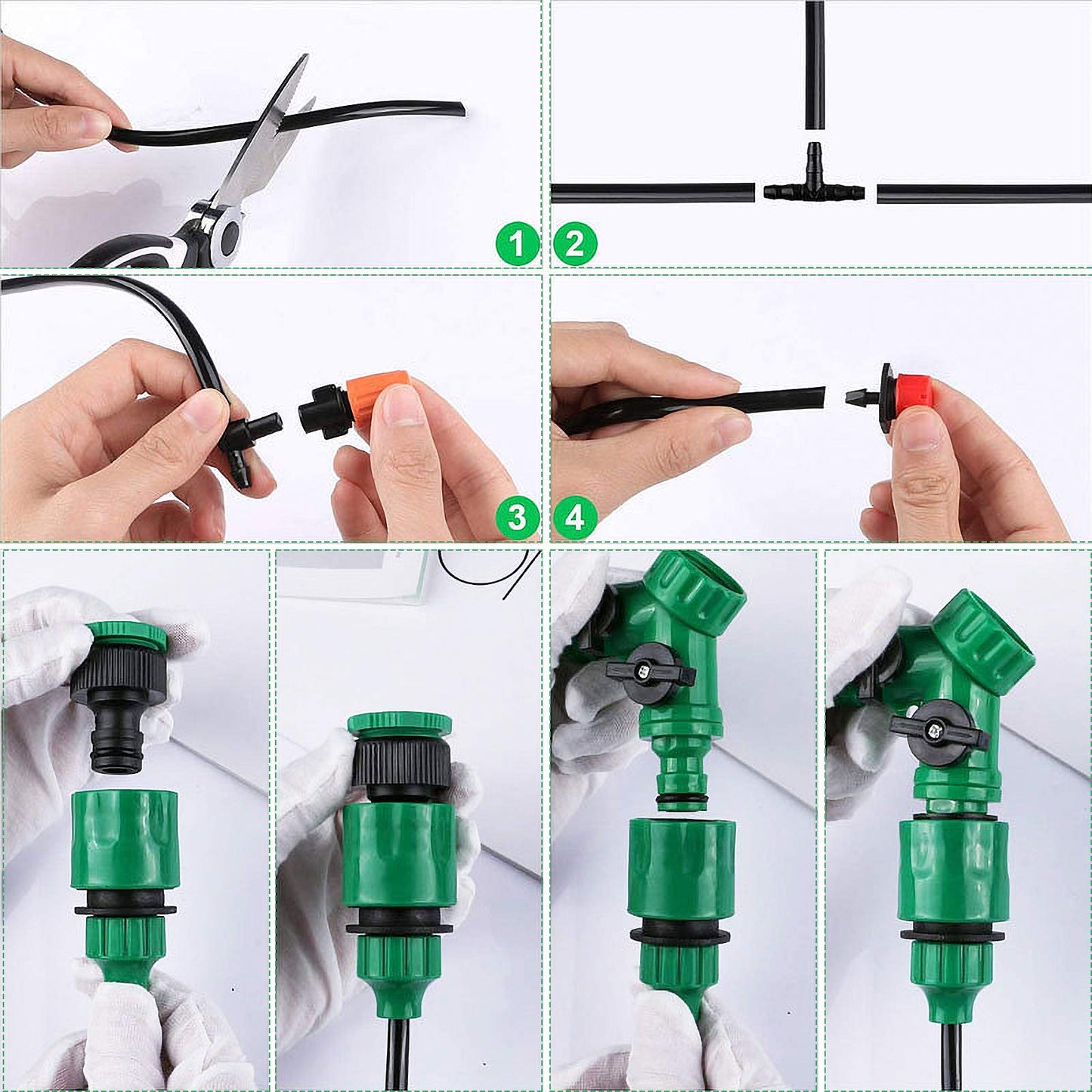 MULEVIP 50M Sistema de Riego Jardín 200 pcs Kit Riego por Goteo de Jardín Pulverizador y Gotero