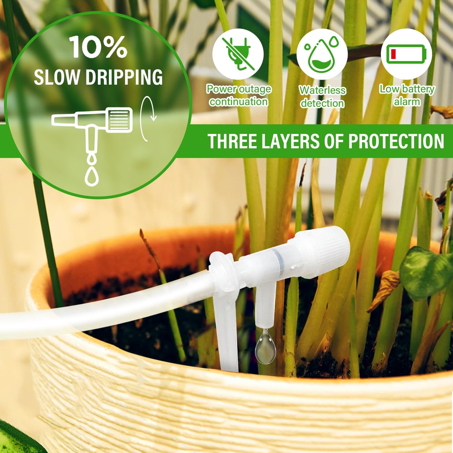 AIBISTAR Kit de Riego Por Goteo Automático, Sistema de con Doble Bomba, Adecuado para Plantas en Macetas de Interior