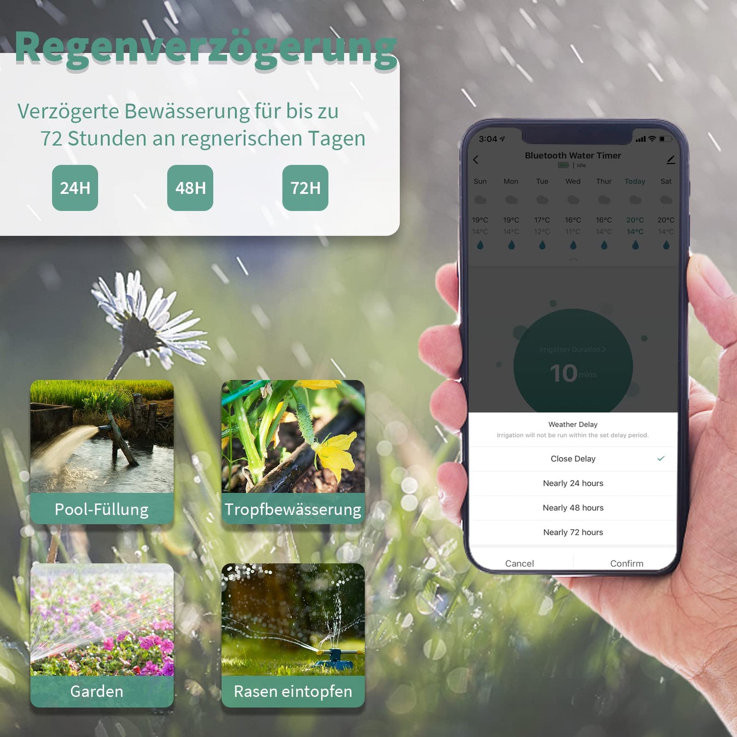 Diivoo Programador de Riego WiFi, Temporizador Riego Automático con 2 Modos de riego &20 Programas & Retraso en la Lluvia, Riego Automatico Compatible con Alexa y Smart Life App para Jardín