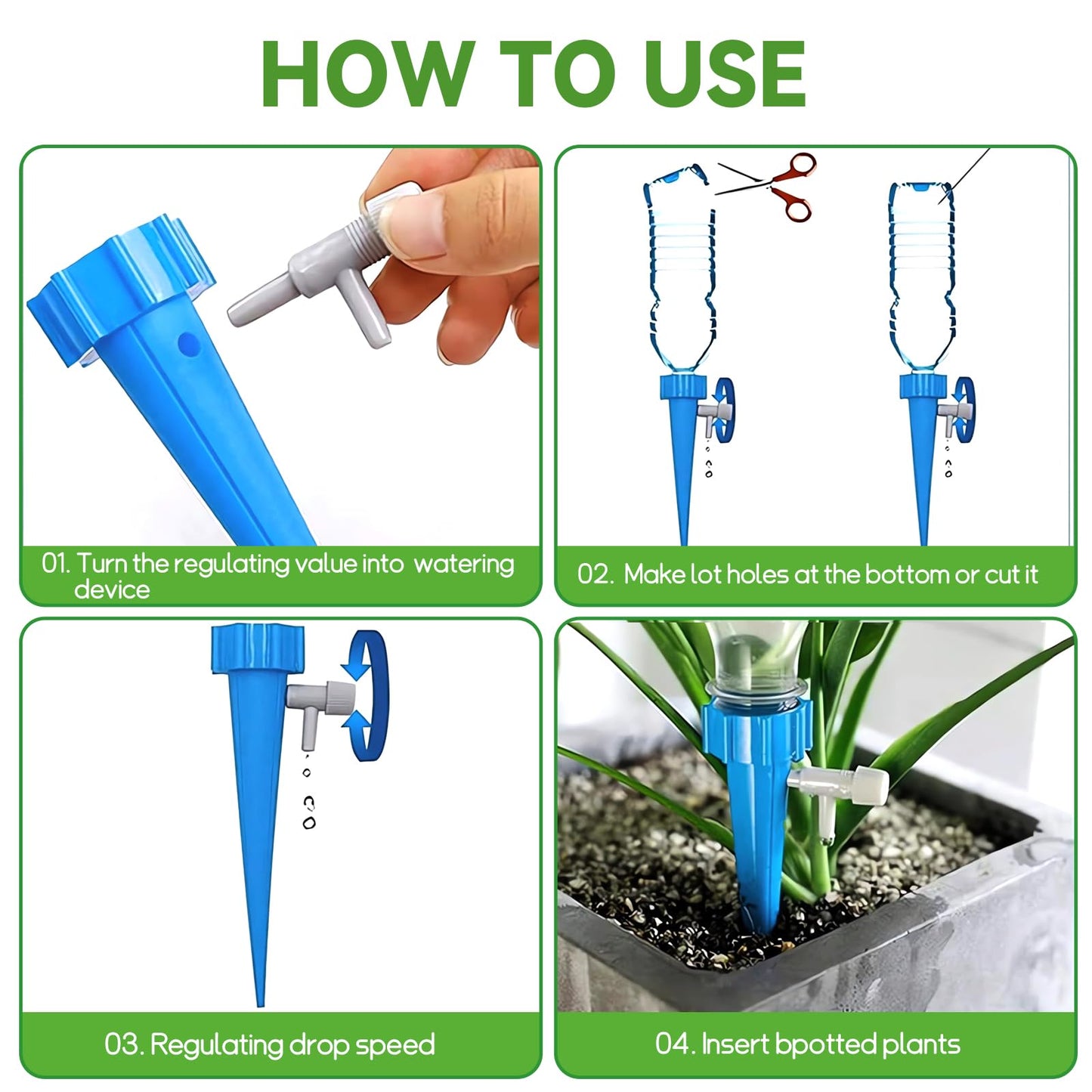 24 Piezas Riego por Goteo Automático Dispensador Agua para botellasSistema de riego Ajustable