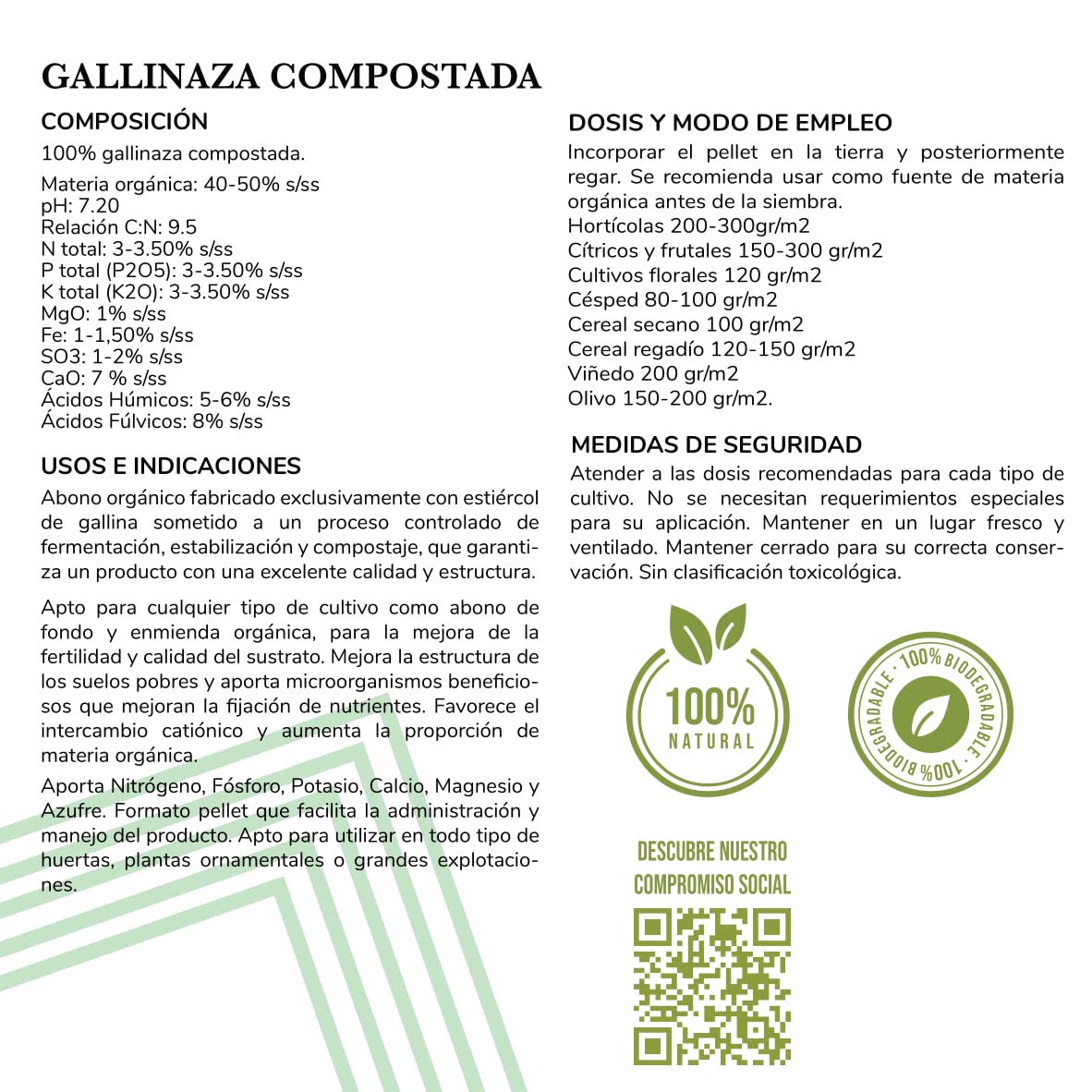 Gallinaza - Compost Orgánico en Pellet de 25kg - Abono Ecológico para el Huerto y Plantas de Interior - Abono Sólido en Pellet - Estiércol Compostado Gallina - Abono NPK | Agricultura Ecológica (25)