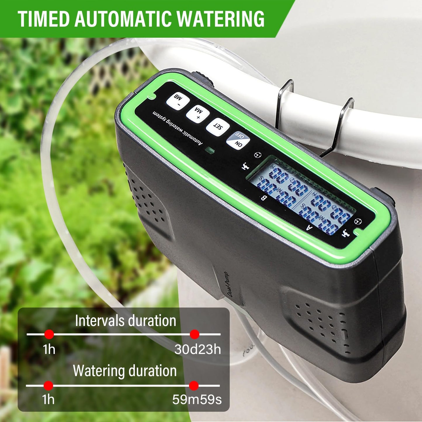 AIBISTAR Kit de Riego Por Goteo Automático, Sistema de con Doble Bomba, Adecuado para Plantas en Macetas de Interior