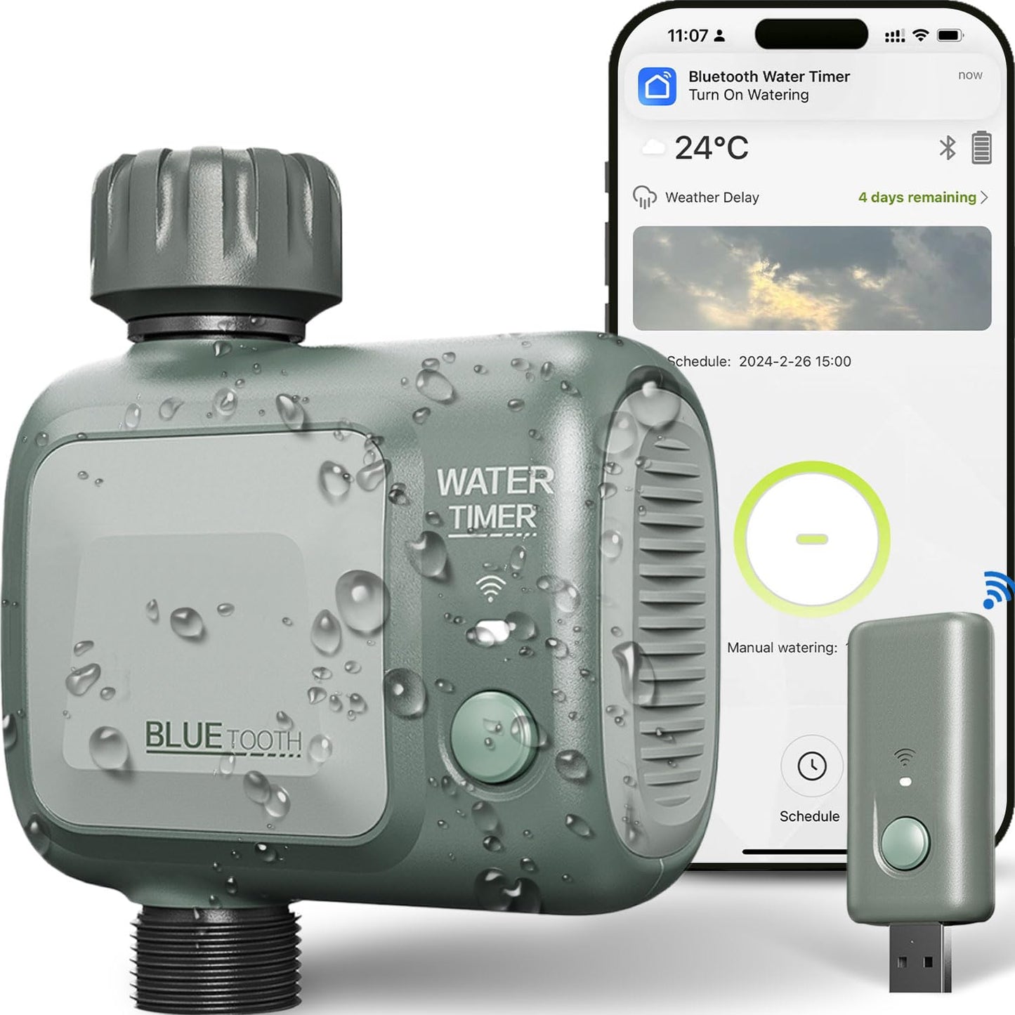 Programador Riego WiFi, johgee Riego automatico WiFi Temporizador Riego, Controlador de Riego inteligente con control APP y clima conectado, temporizador de riego programable y riego remoto