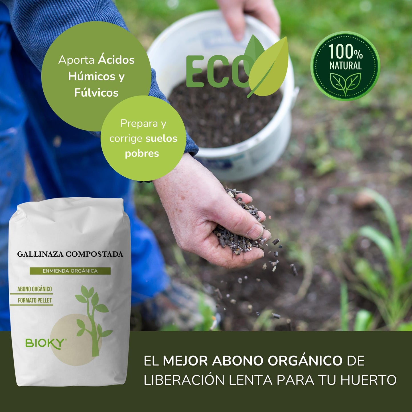 Gallinaza - Compost Orgánico en Pellet de 25kg - Abono Ecológico para el Huerto y Plantas de Interior - Abono Sólido en Pellet - Estiércol Compostado Gallina - Abono NPK | Agricultura Ecológica (25)