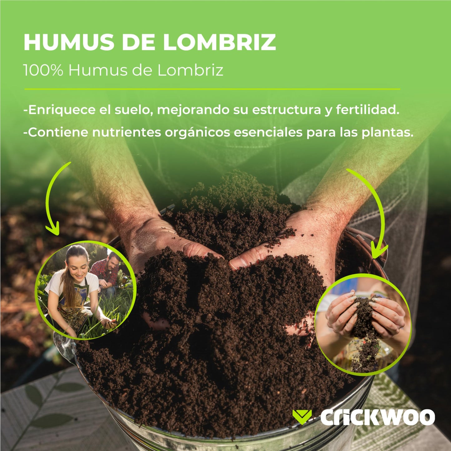Crickwoo - Humus de Lombriz para Plantas Puro. Palet 24 Sacos 42L / 25KG, Abono Natural