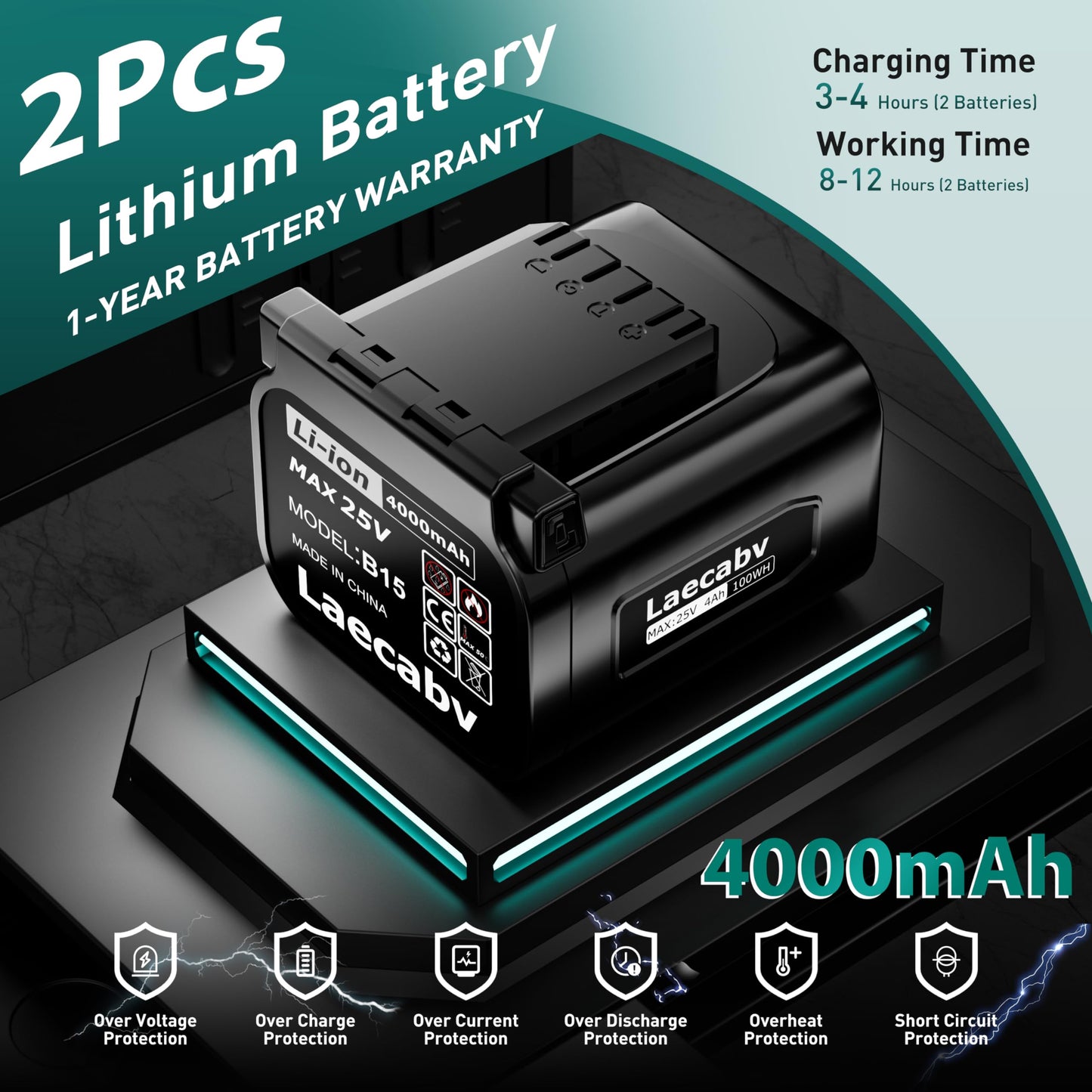 Tijeras de Podar Electricas, LA42S Profesional, con 2 Piezas 25V/4Ah Litio Recargable
