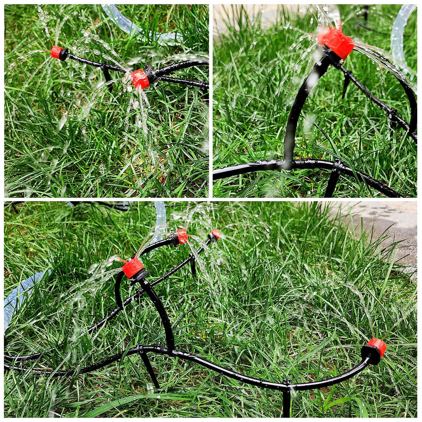 90 Piezas 1/4'' Goteros de Riego, VooGenzek Plástico Aspersores de Riego Ajustables de 8 Agujeros, Cabezas de Riego Rojo