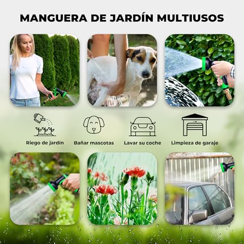 HOMEPROTEK Manguera Extensible 15m - Manguera Jardin con Pistola Riego de 9 Funciones -