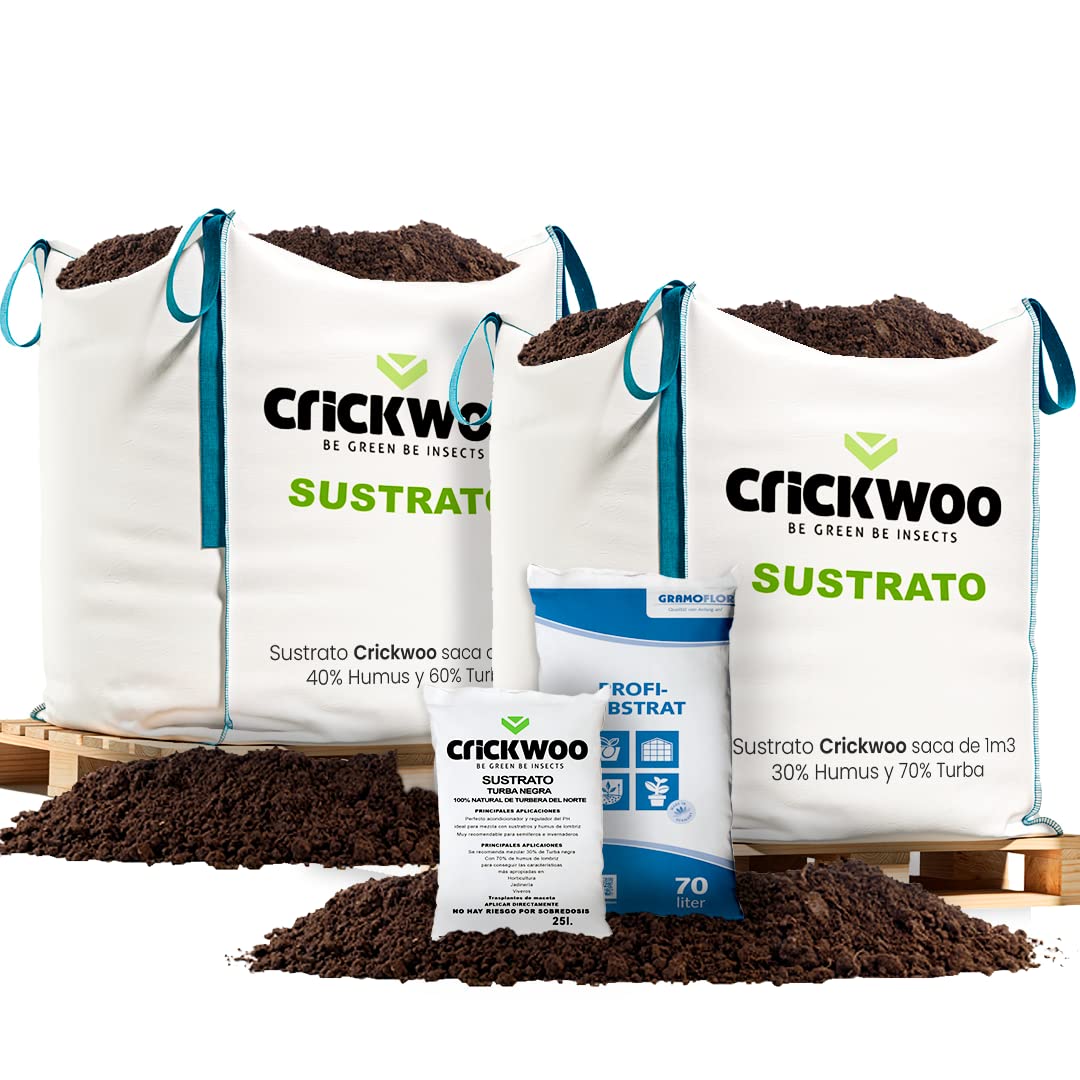Crickwoo - Sustrato Turba Enriquecido con Humus de Lombriz. Saca Big-Bag 1m3-1000L (40% Humus de Lombriz y 60% Turba del Báltico)