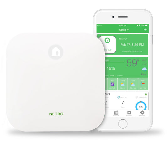 Netro Controlador Inteligente de riego, WiFi, Tiempo Aware, Acceso Remoto, Zona 12, Compatible con Alexa