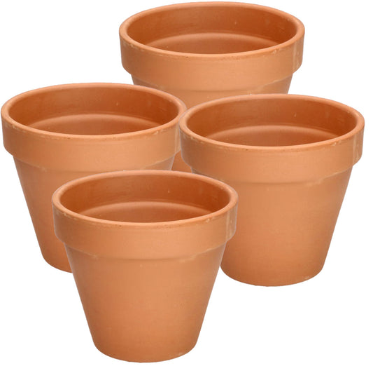 Juego de 4 macetas de Terracota con Borde 15 cm