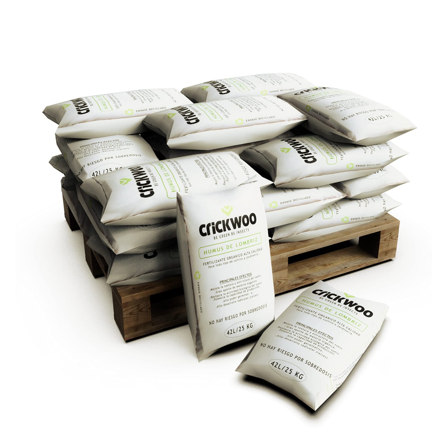 Crickwoo - Humus de Lombriz para Plantas Puro. Palet 24 Sacos 42L / 25KG, Abono Natural