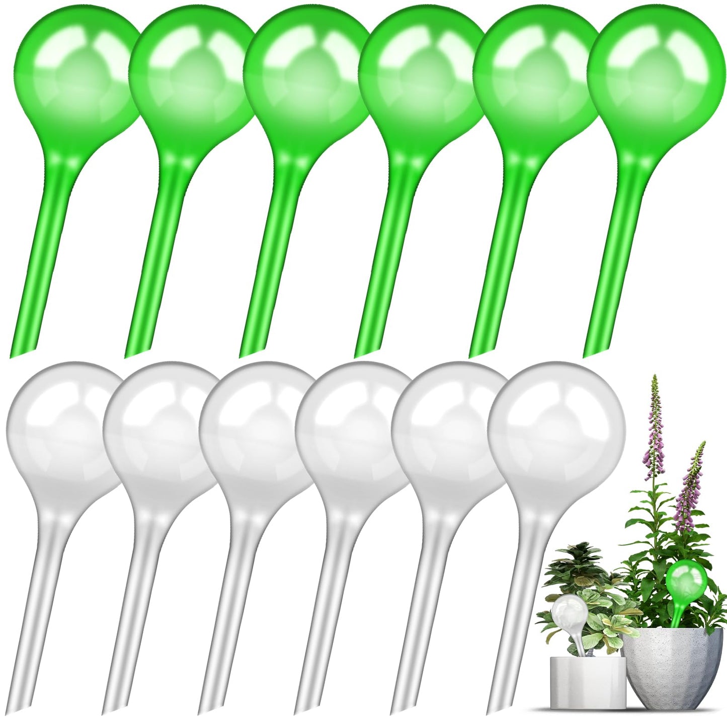 MULEVIP Riego por Goteo para Macetas 12 Pcs Riego Automatico Macetas,Colores Verdes y Transparentes