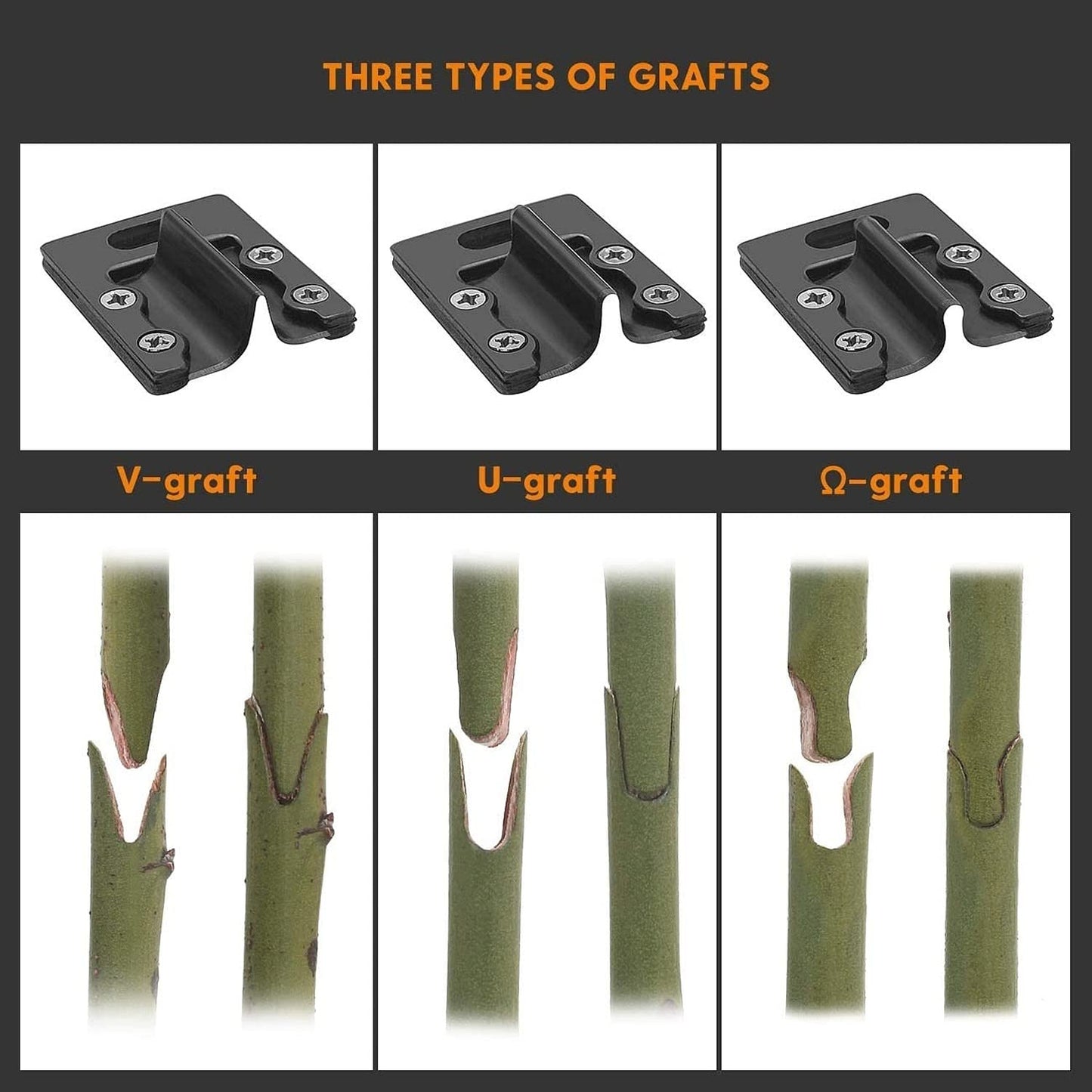 NRANSON Kit de Tijeras de poda Multifuncional, plántulas de injerto en V/u-injerto/Omega