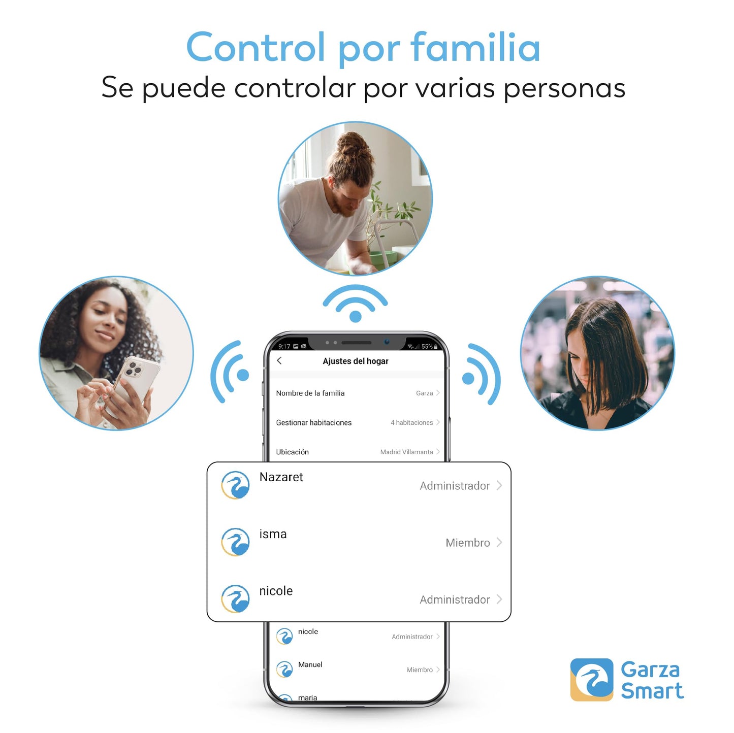 Garza Smart - Programador de riego automático Wifi con Enchufe Hub para jardín