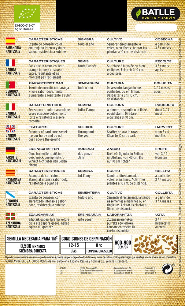 Semillas Batlle Zananhoria Nantesa - ECO