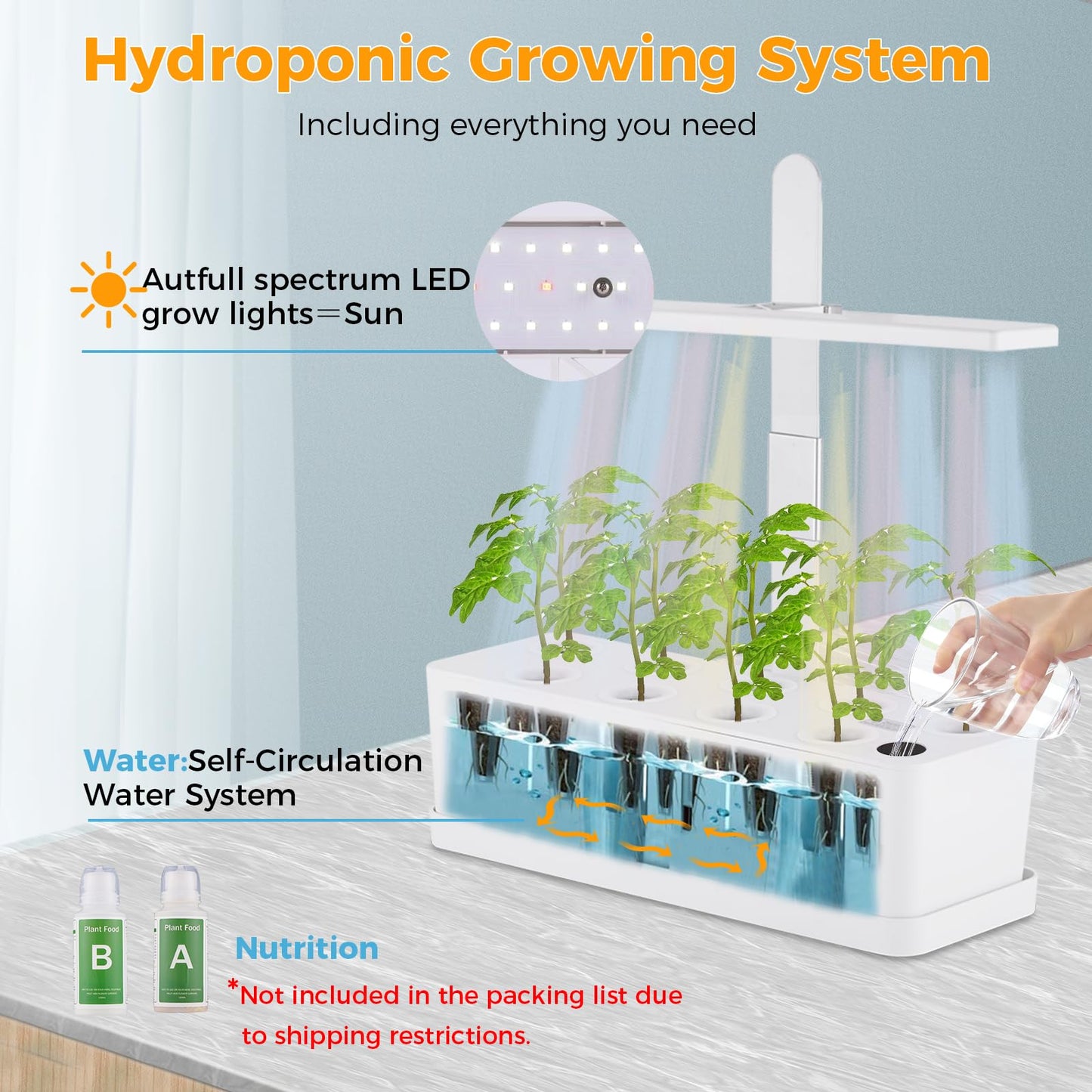 Sistema de Cultivo Hidropónico 9 Pods  con luz LED para Plantas