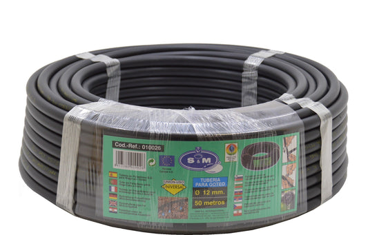 S&M 010026 - Tubería goteo, 12 mm x 50 m, color negro