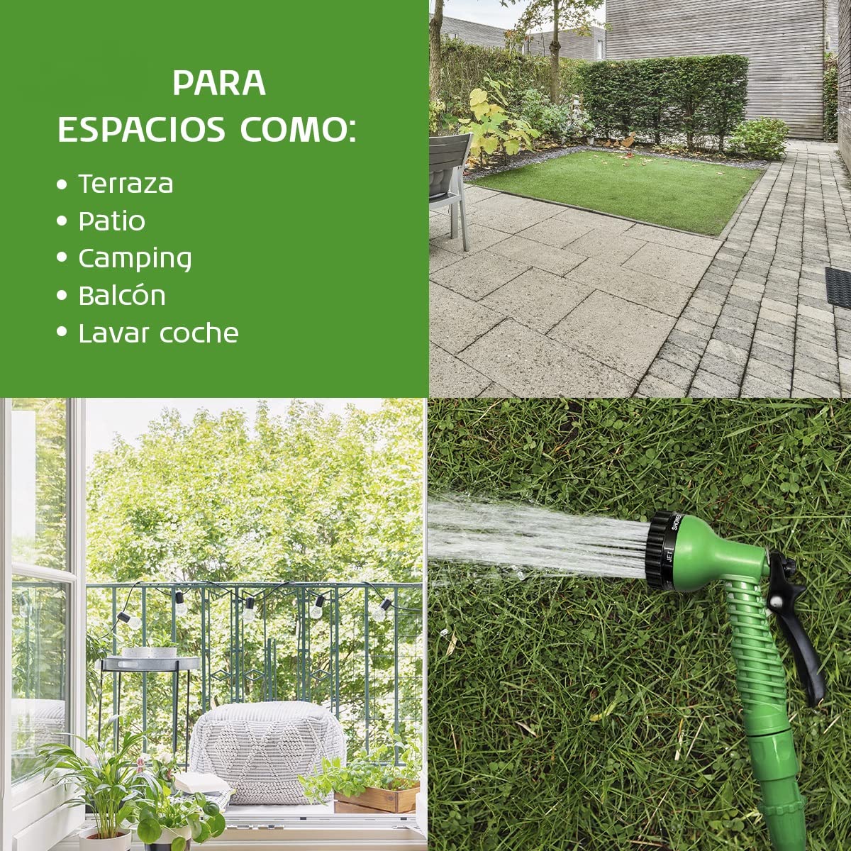 Xpansy C2607A Basic - Manguera extensible para agua a presión, color verde, 7.5 metros