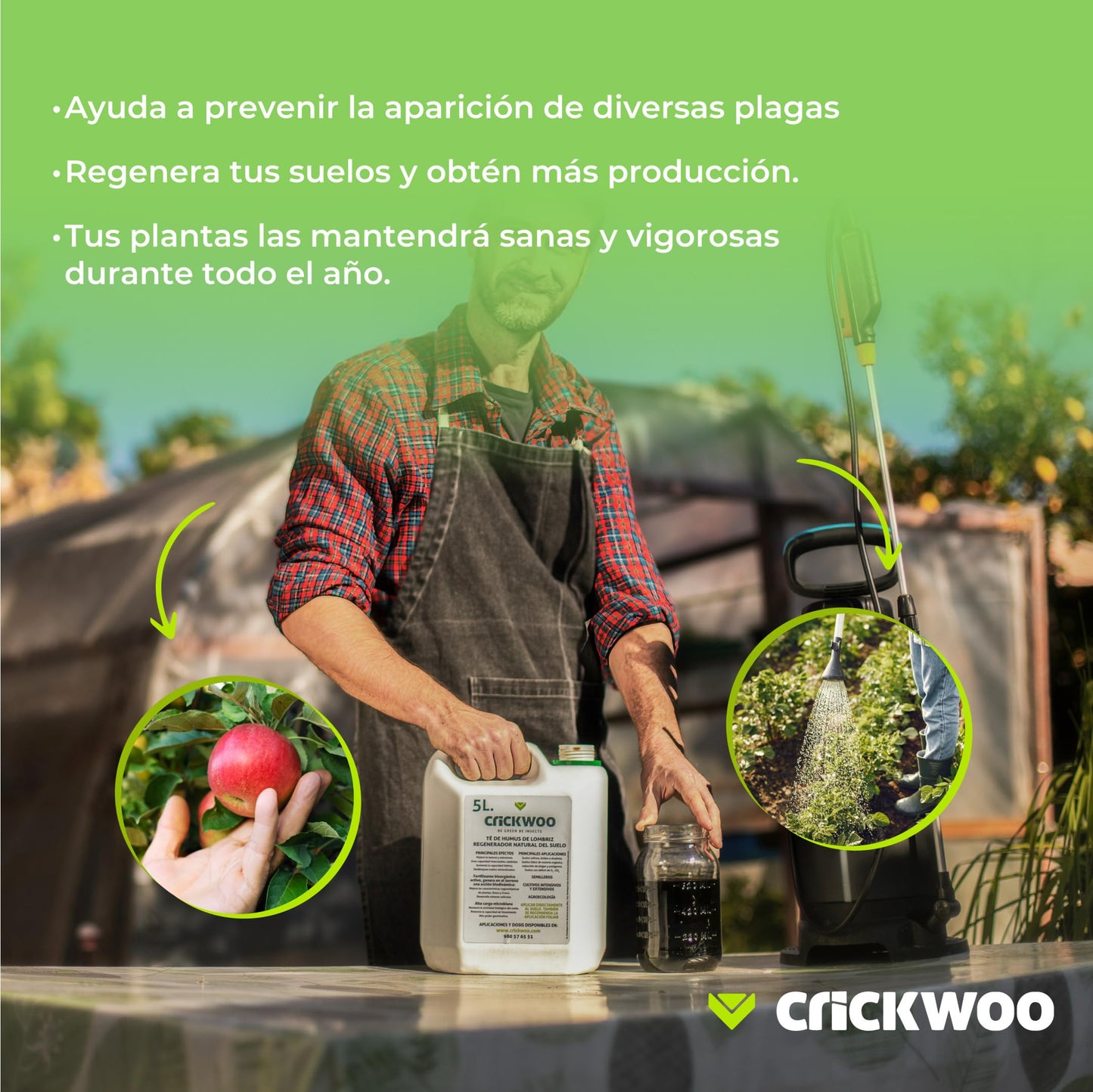 CRICKWOO - Humus de Lombriz Líquido - 1M3-1.000L, Fertilizante Foliar, Abono Orgánico