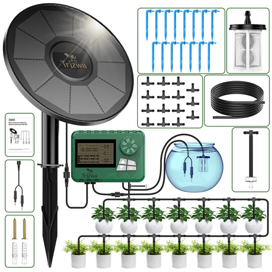 TRJZWA Sistema de Riego Solar con Programador Riego,2024 Nuevo Kit Riego por Goteo