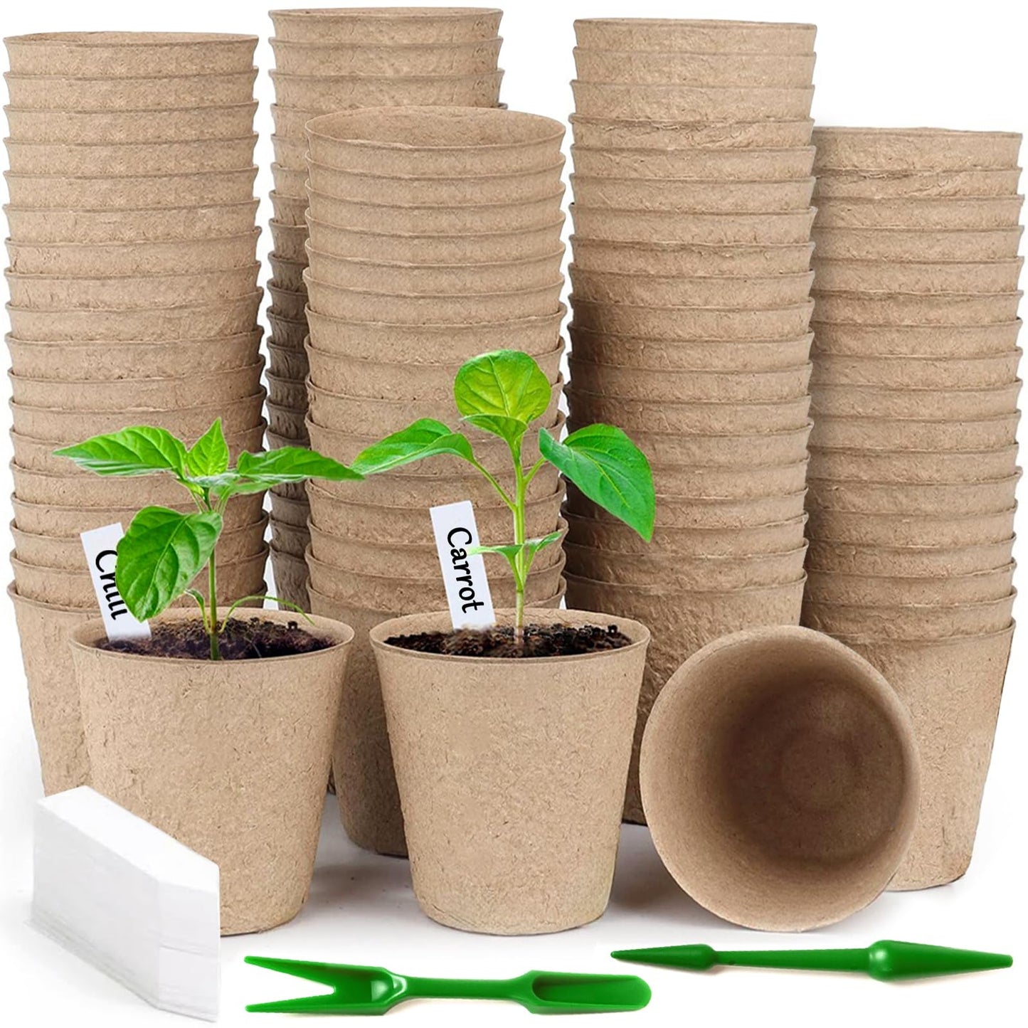 100 Piezas 8cm Macetas de Semilleros Biodegradables para Germinacion