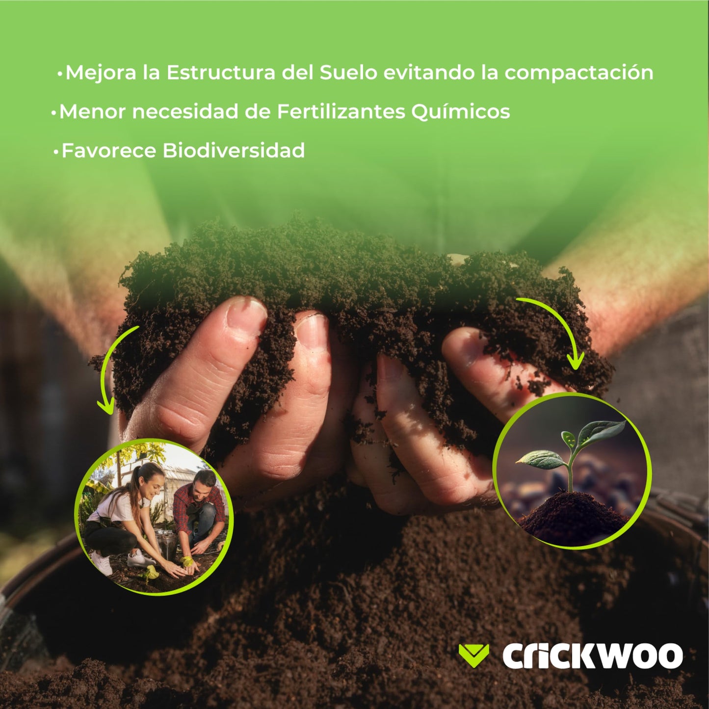 CRICKWOO - Humus de Lombriz para Plantas Puro. El Mejor Abono Natural, 42L / 25KG