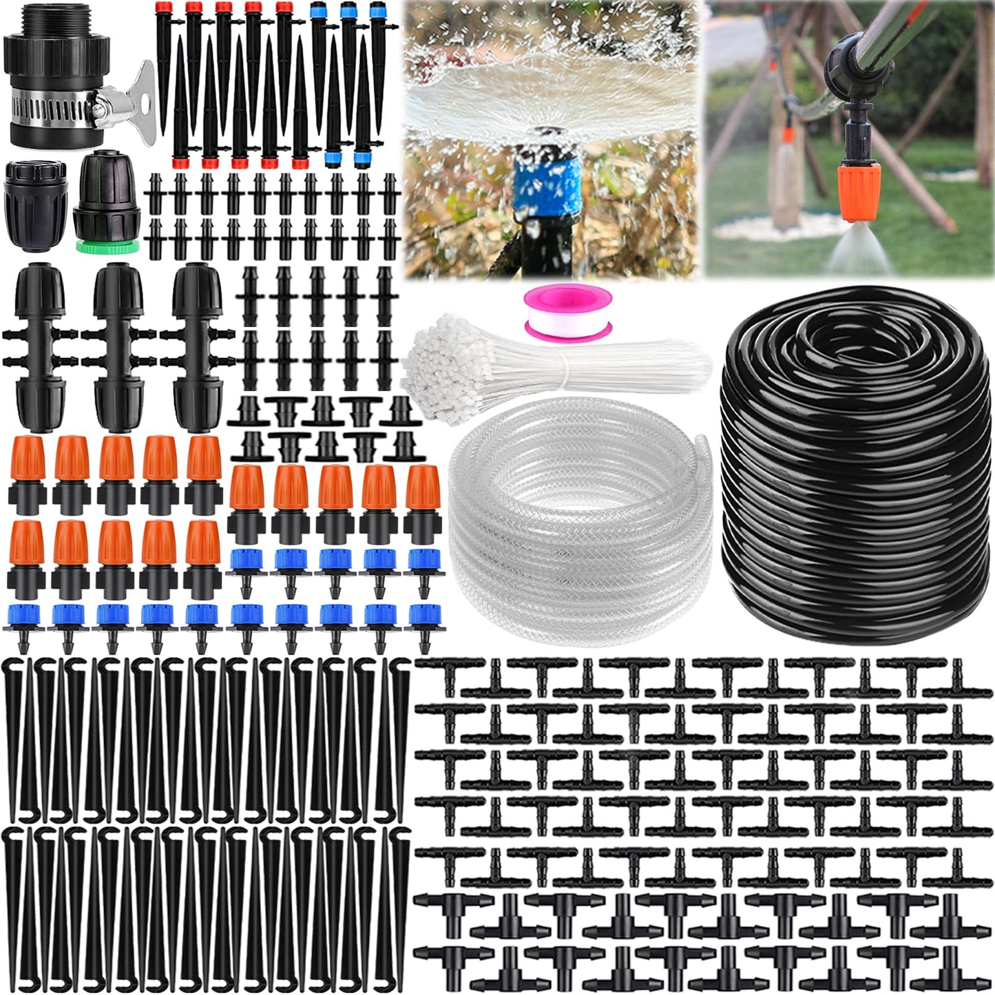 Frasheng 265PCS Sistema de Riego por Goteo, 40M+6M Kit Riego por Goteo, Micro Riego