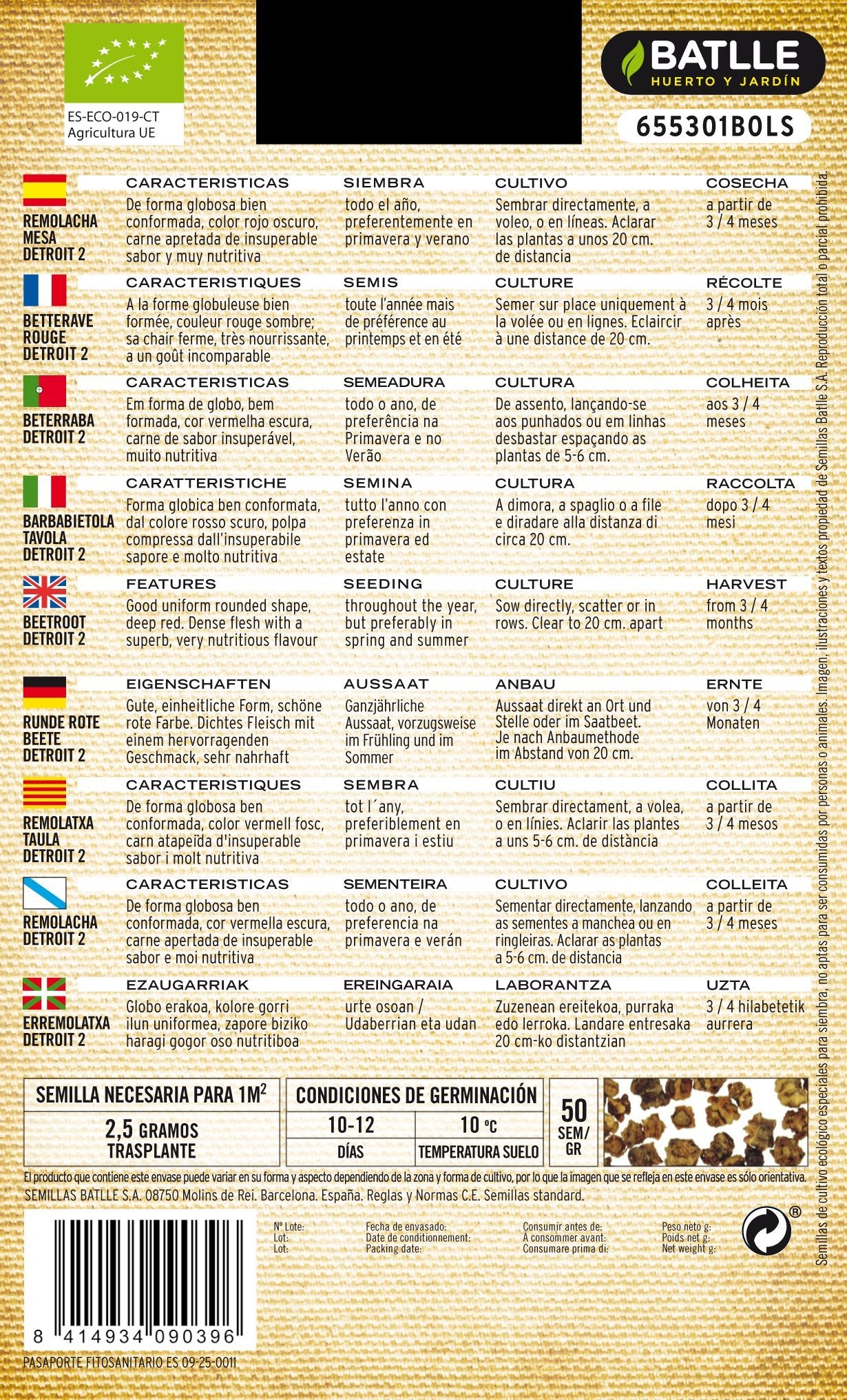Semillas Batlle Remolacha Detroit 2 - ECO
