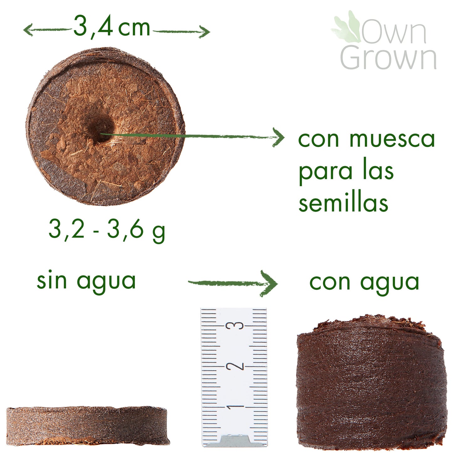 Pastillas de Fibra de Coco sin turba: 125 Pastillas para germinacion